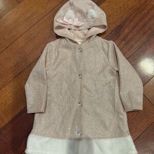 Sweet Heart Rose Glittery Pink Cape with White Trim